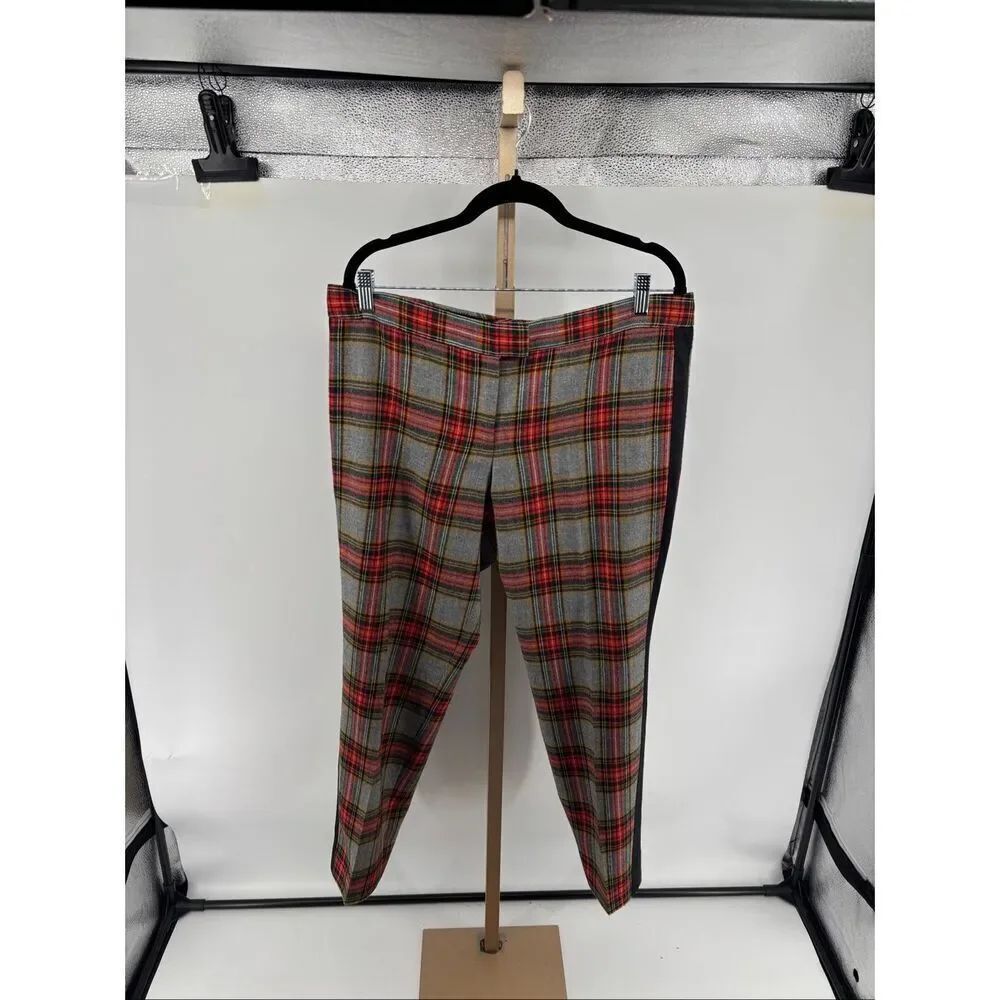 J. Crew Glasgow Plaid Wool Pants Tuxedo Size 12 Ankle Cropped